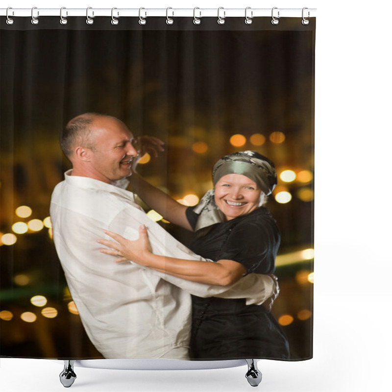 Personality  Middle-aged Couple Dancing Waltz Shower Curtains