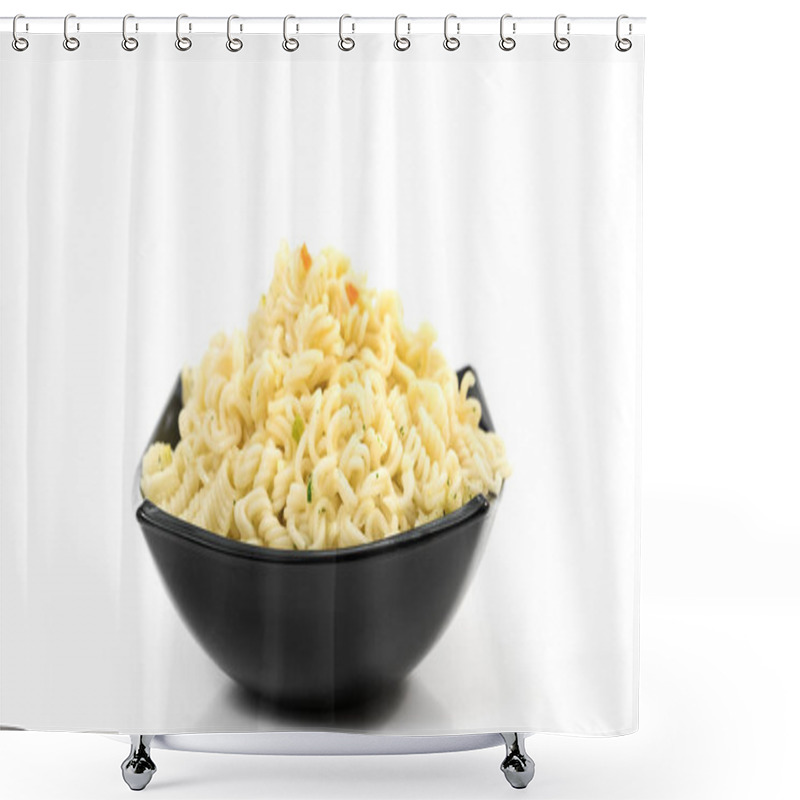 Personality  Spaghetti In A Black Plate Shower Curtains