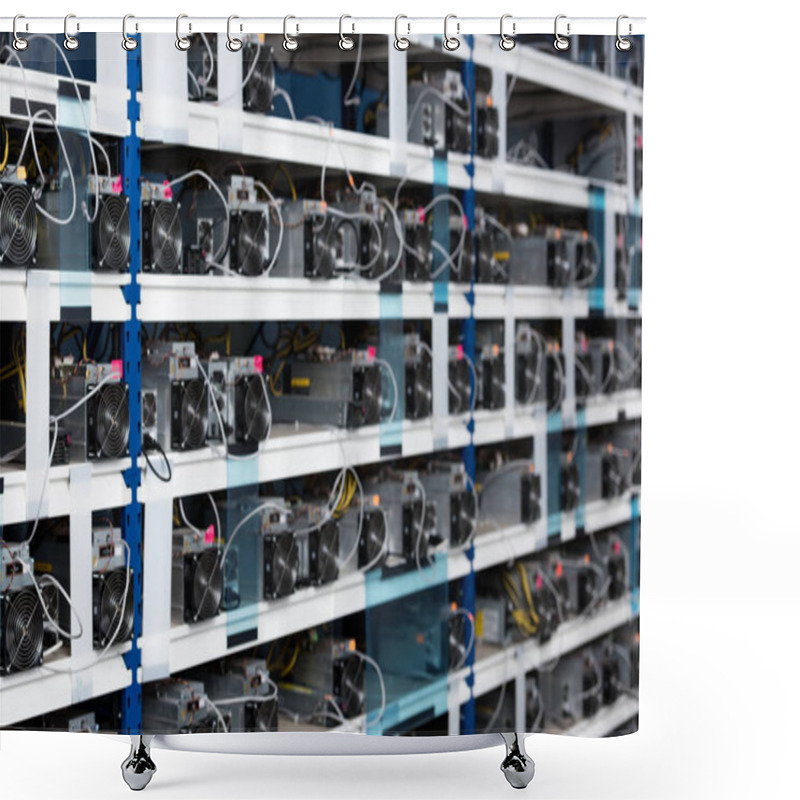 Personality  Shelves With Power Supply Units For Cryptocurrency Mining Farm Shower Curtains