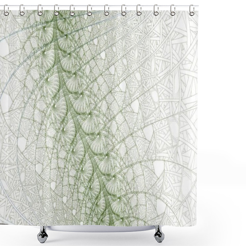 Personality  Geometric Fern Shaped Digital Fractal Image On White Background Shower Curtains