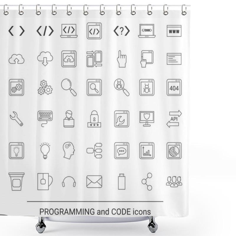 Personality  Programming Icon Set Shower Curtains