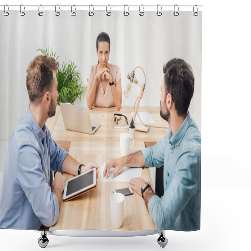 Personality  Businesspeople On Meeting In Office Shower Curtains