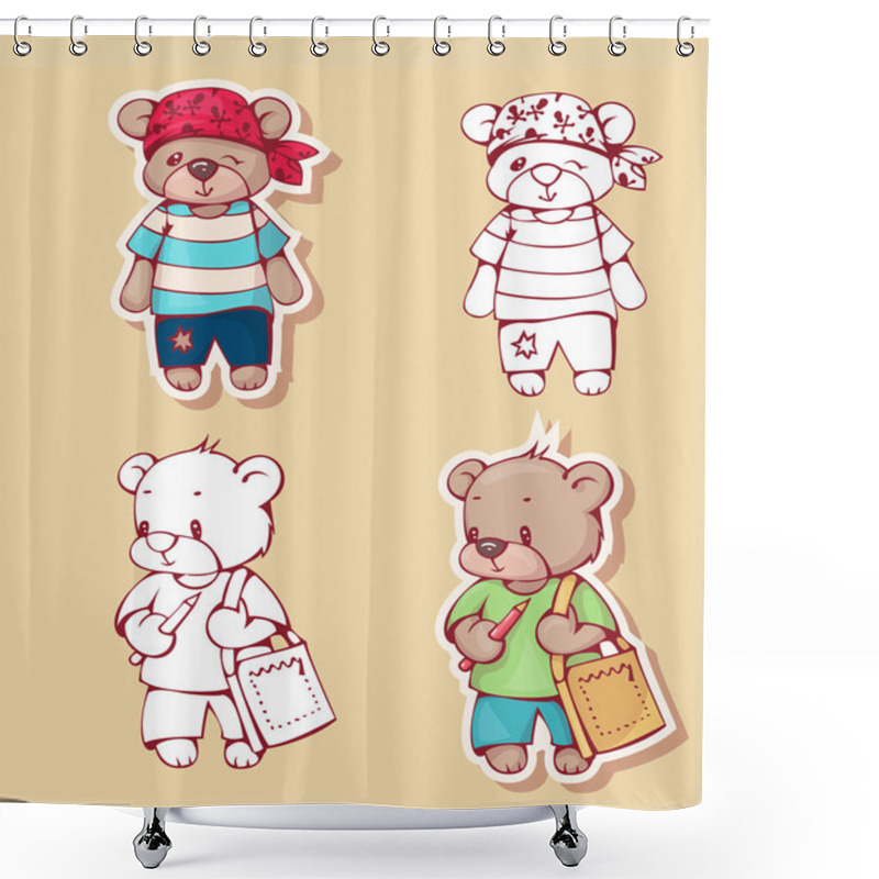 Personality  Cartoon Bears Set Shower Curtains