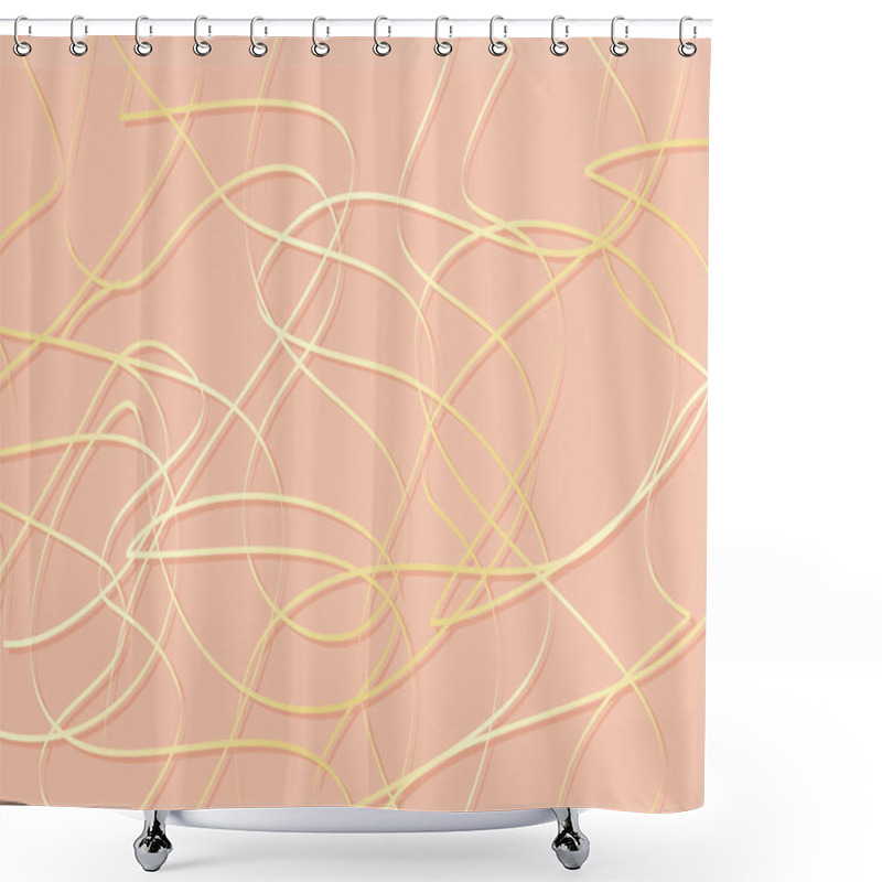 Personality  Coral Pink Background With Gold Lines Shower Curtains