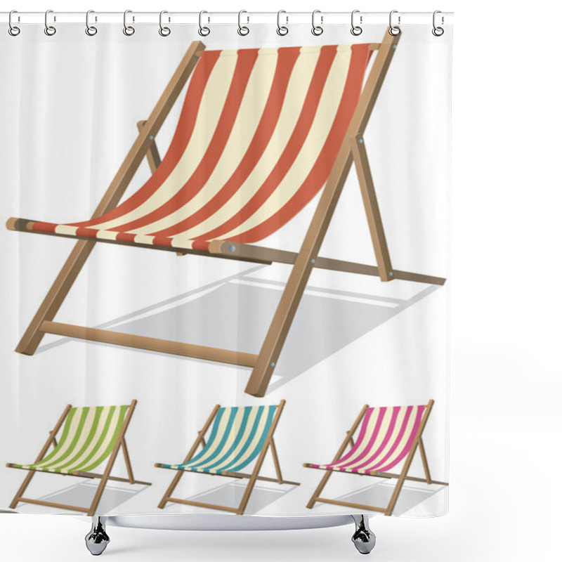 Personality  Beach Chair Set Shower Curtains