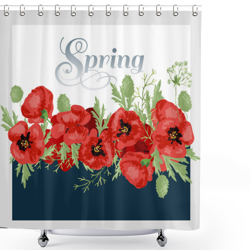 Personality  Spring Background With Poppies Shower Curtains