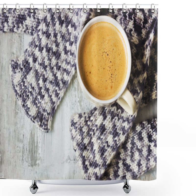 Personality  Scarf And Coffee Shower Curtains