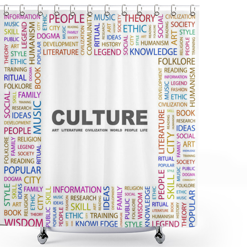 Personality  CULTURE. Word Collage On White Background Shower Curtains