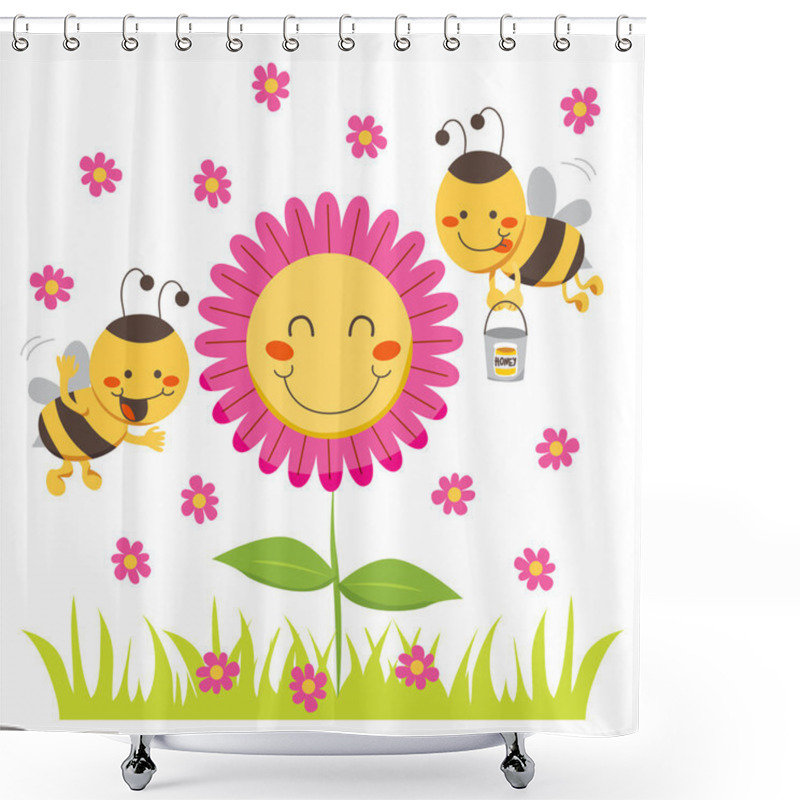 Personality  Happy Honey Bee Shower Curtains