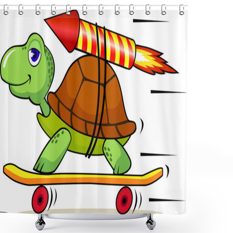 Personality  Turtle With Rocket Shower Curtains