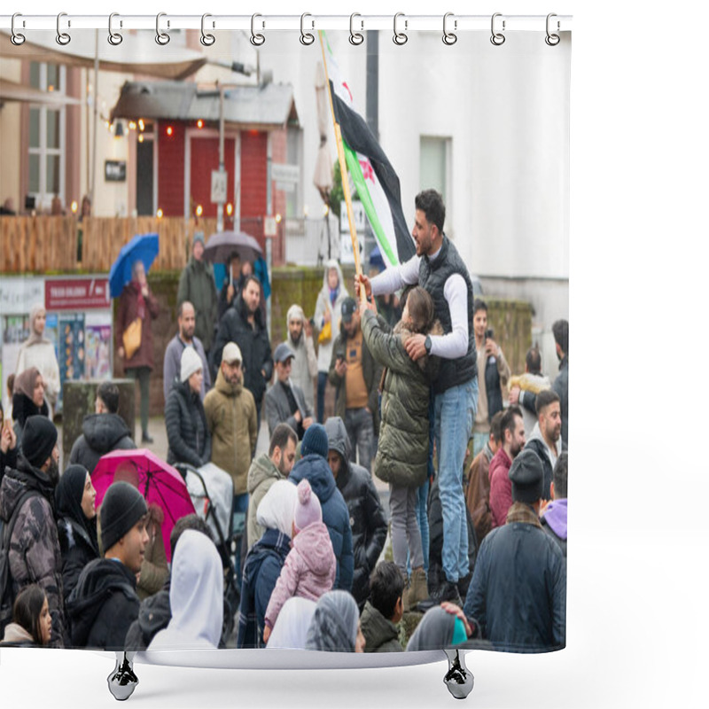 Personality  Syrians Celebrate After Assad Regime Toppled, War In The Middle East, Rebels And Islamists, Porta Nigra In Trier, Germany, 08.12.2024 Shower Curtains