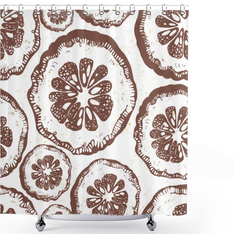 Personality  Citrus Seamless Background. Black And White Pattern. Shower Curtains