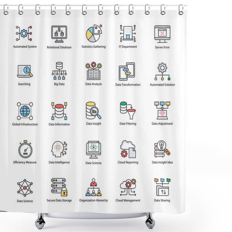 Personality  Bundle Of Data Science Flat Vector Icons Shower Curtains