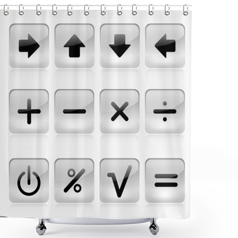 Personality  Vector Set Of Glass Square Calculator Buttons Shower Curtains