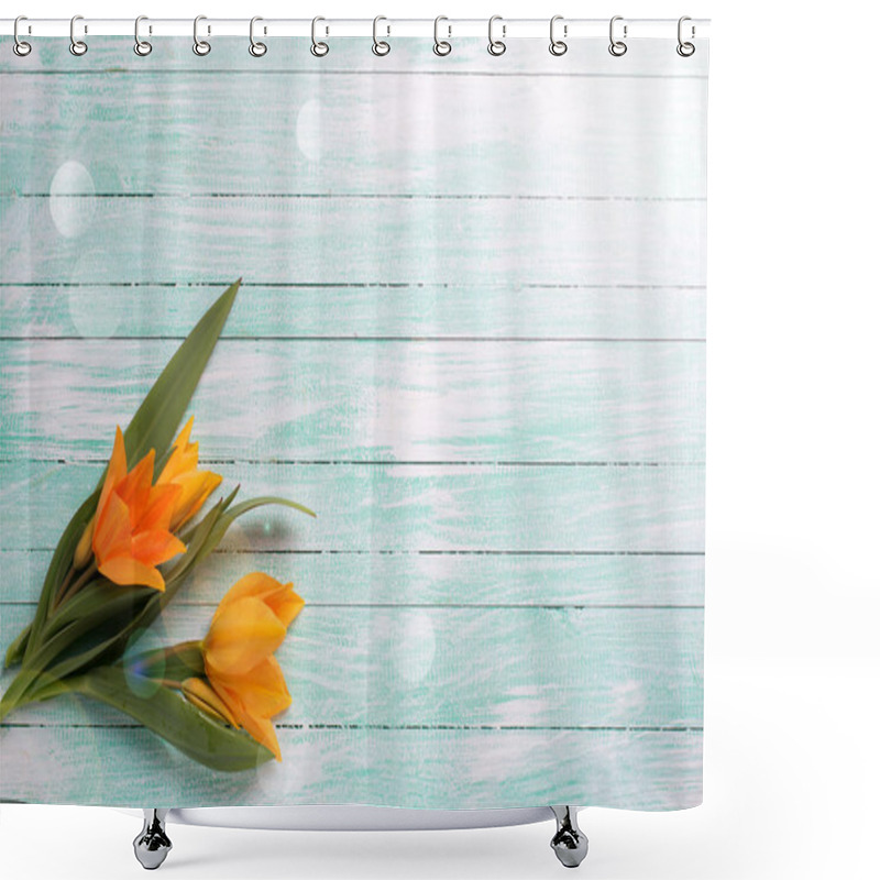 Personality  Spring Yellow Tulips Flowers Shower Curtains