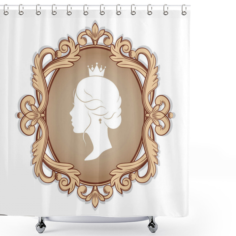 Personality  Profile Silhouette Of A Princess In  Frame Shower Curtains