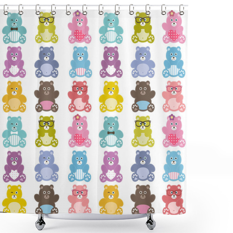 Personality  Pattern With Cute Teddy Bears Shower Curtains