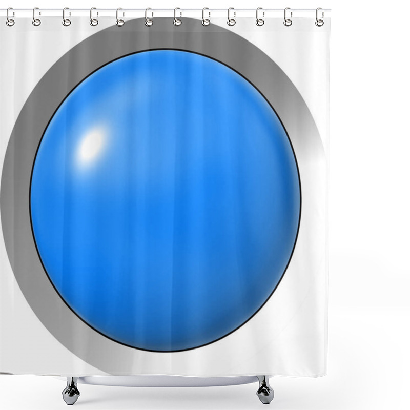 Personality  Web Button 3d - Blue Glossy Realistic With Metal Frame Shower Curtains