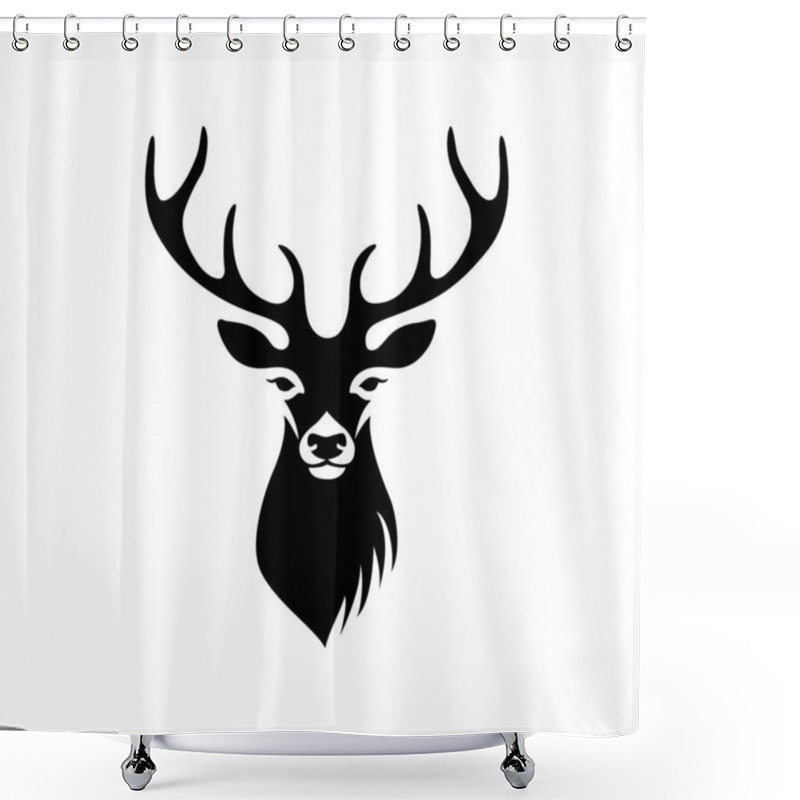 Personality  Stylized Deer Head Illustration Silhouette. Shower Curtains