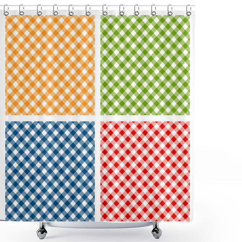 Personality  Checkered Tablecloth Seamless Pattern, Diagonal Shower Curtains