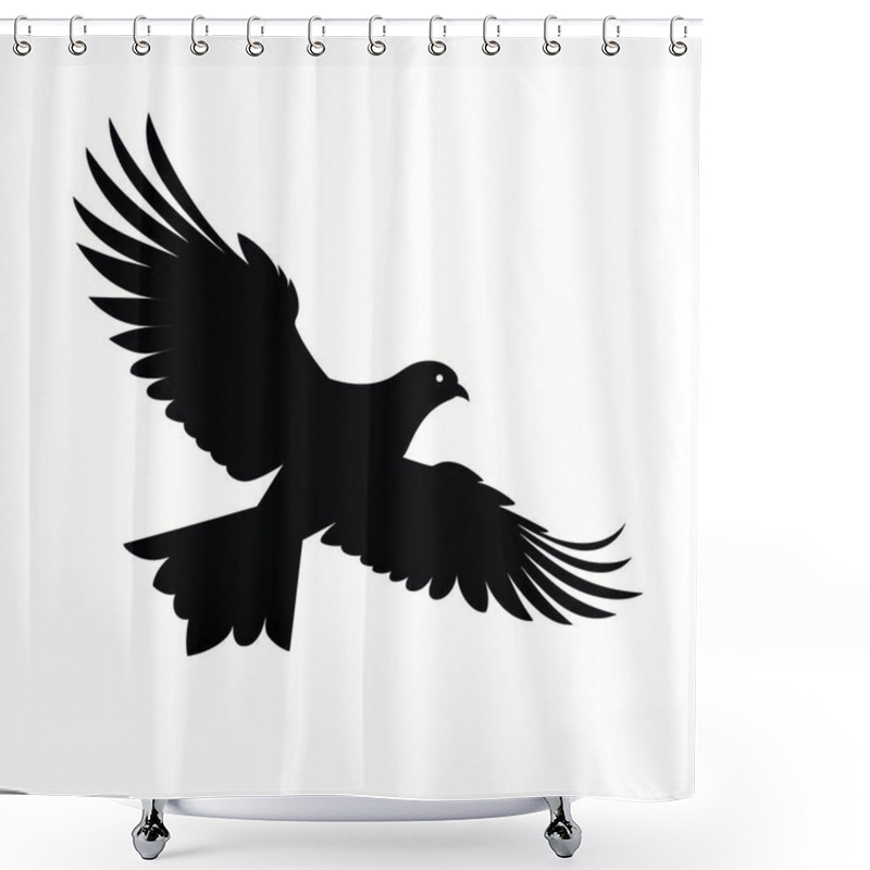 Personality  Silhouette Of A Soaring Bird With Spread Wings Against A White Background. Shower Curtains