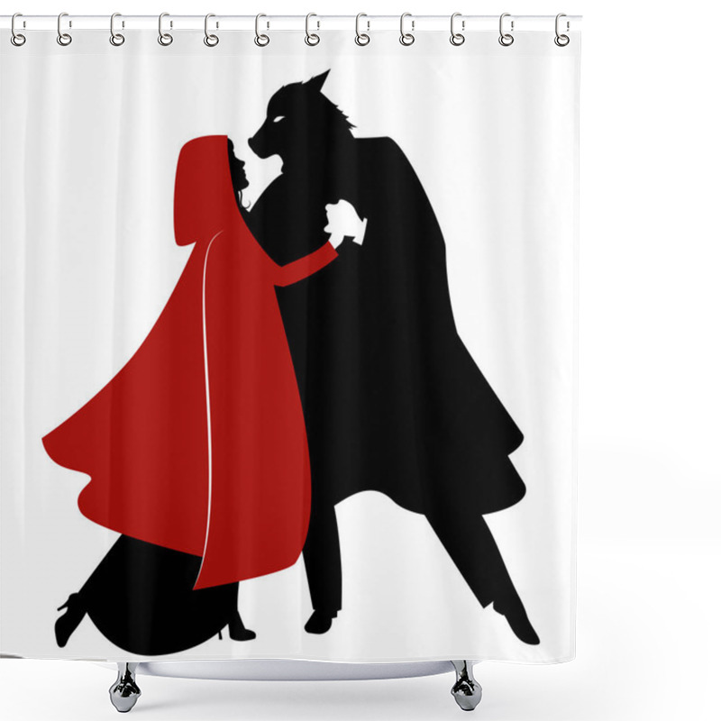 Personality  Silhouettes Of Little Red Riding Hood And The Wolf Dancing Isolated Shower Curtains