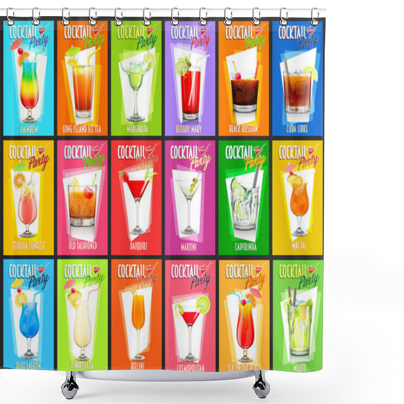 Personality  Set With Different Cocktails  Shower Curtains