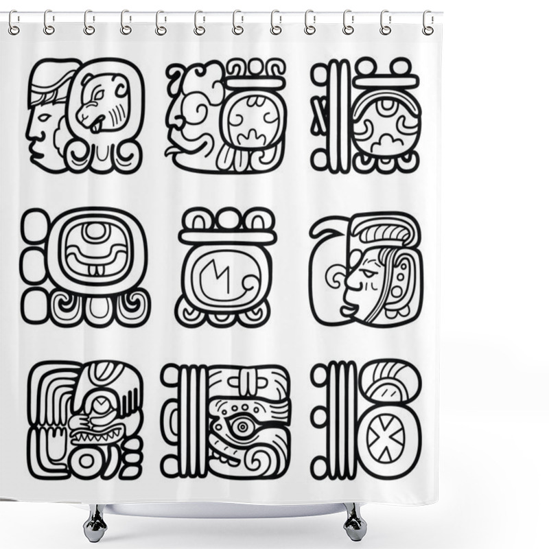 Personality  Maya Glyphs, Writing System And Languge Vector Design   Shower Curtains