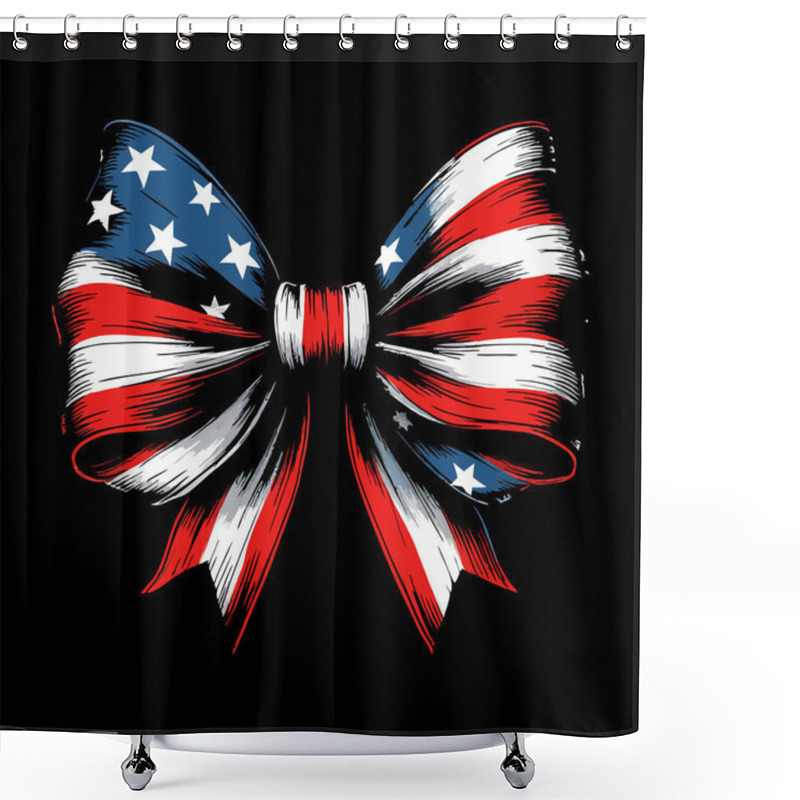 Personality  American Flag Bow Vector Design  Patriotic Stars And Stripes Ribbon Illustration Shower Curtains