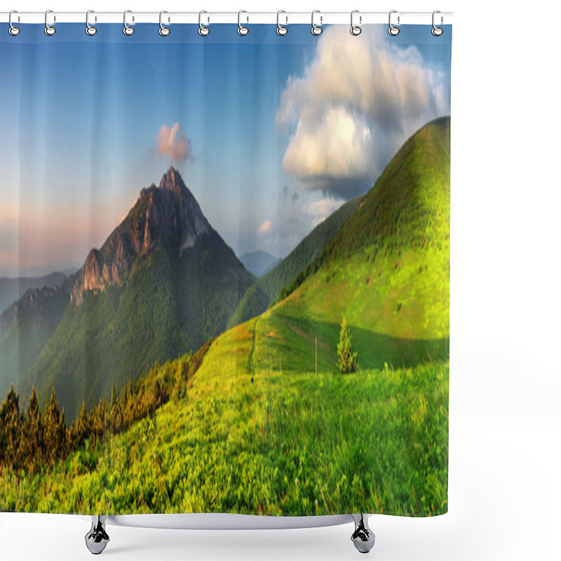 Personality  Rocky Peak At Sunset Shower Curtains