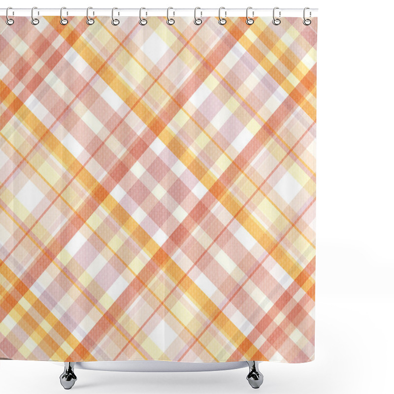 Personality  Retro Beige, Pink, White And Orange Plaid Pattern Shower Curtains