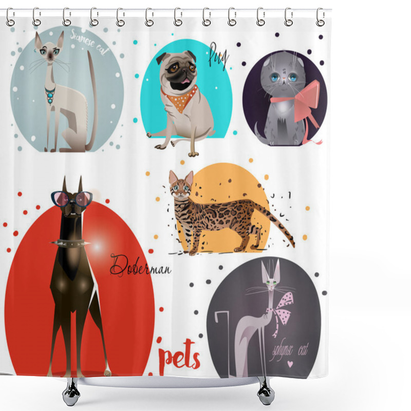 Personality  Set With Pets Shower Curtains