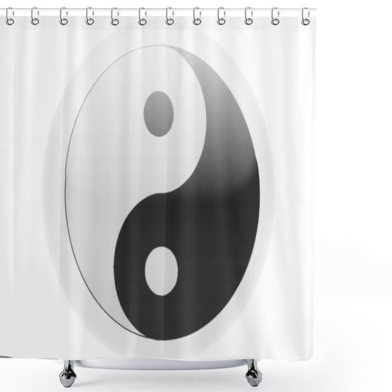 Personality  The Ying Yang Sign Painted On. Round Glossy Badge Shower Curtains