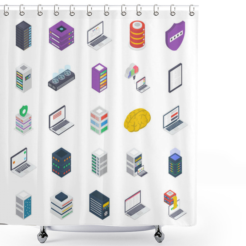 Personality  Pack Of Hardware Isometric Icons  Shower Curtains