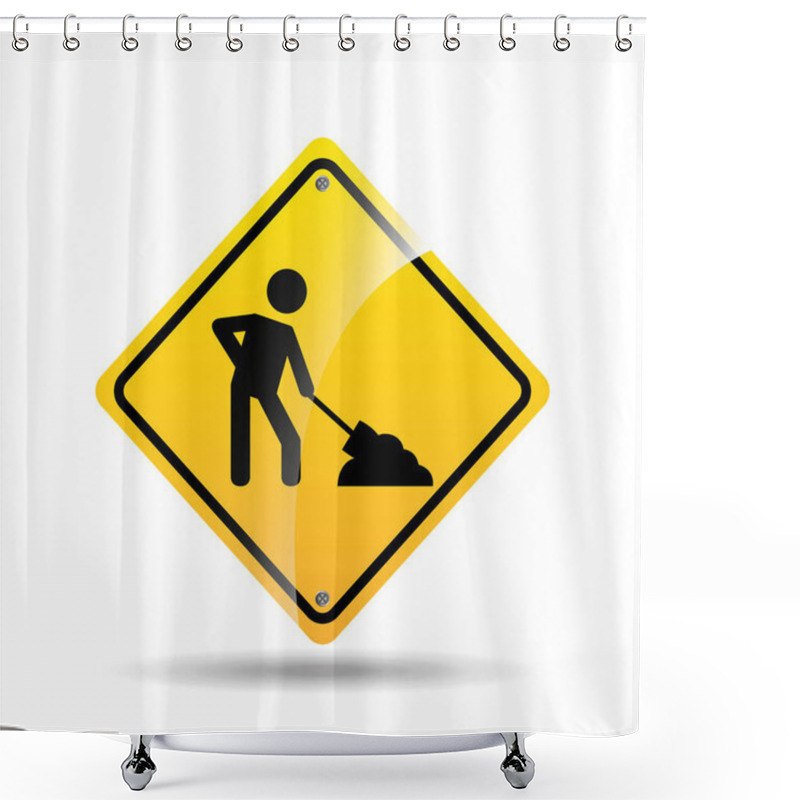 Personality  Road Sign Under Construction Design Icon Shower Curtains