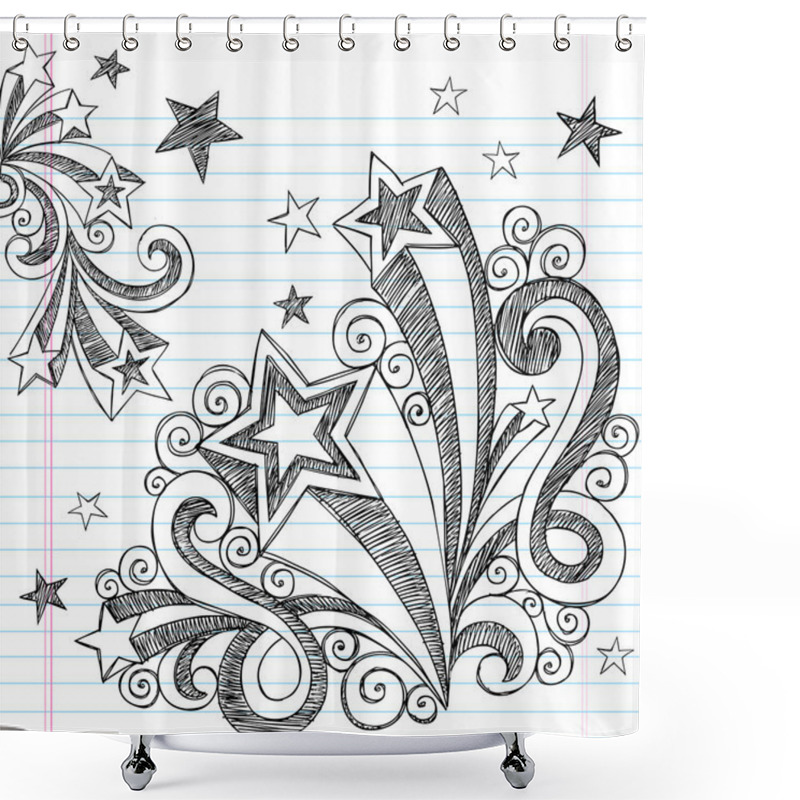 Personality  Sketchy Back To School Starburst Notebook Doodles Shower Curtains