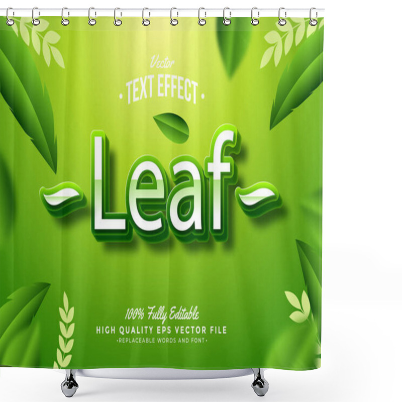 Personality  Leaf Text Effect 3D Editable Font Background Green Shower Curtains