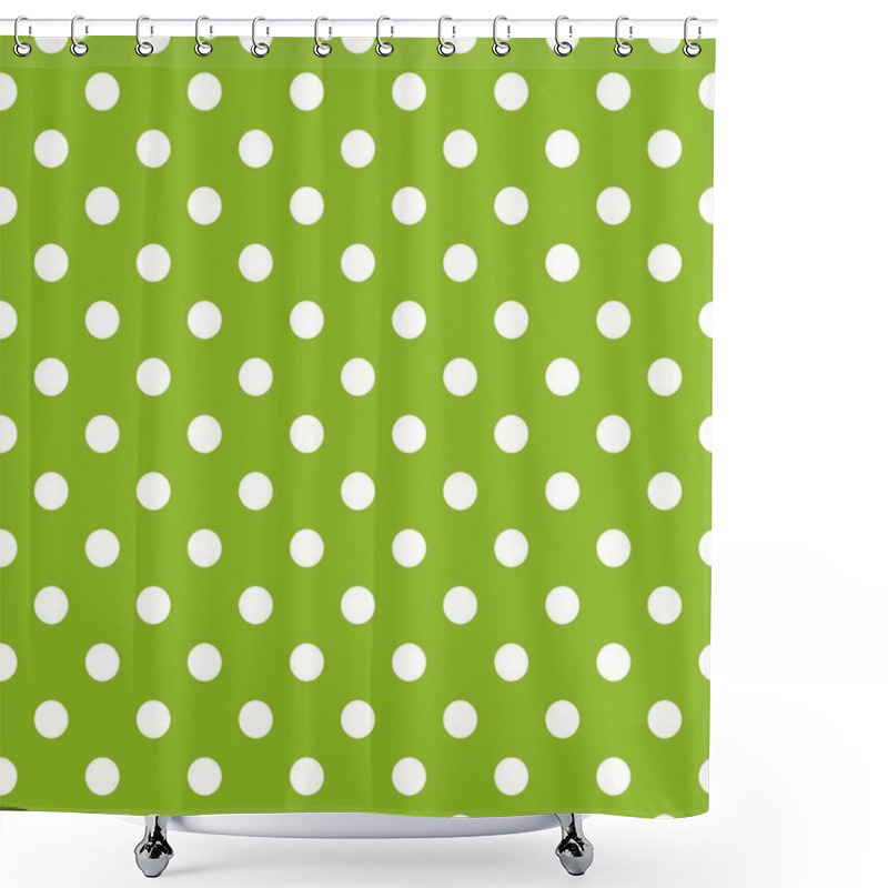 Personality  Seamless Vector Pattern With Polka Dots On Fresh Grass Green Background Shower Curtains