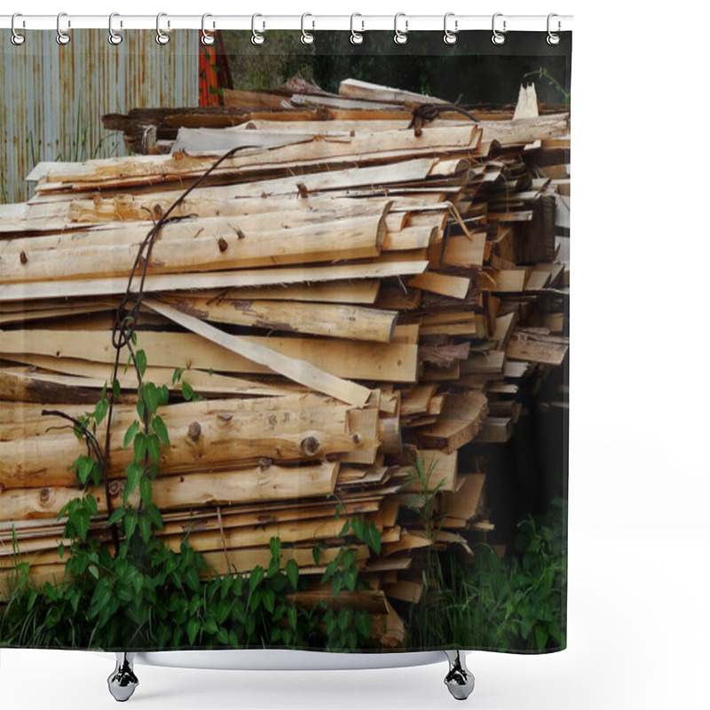 Personality  Stack Of Wooden Pallets Shower Curtains