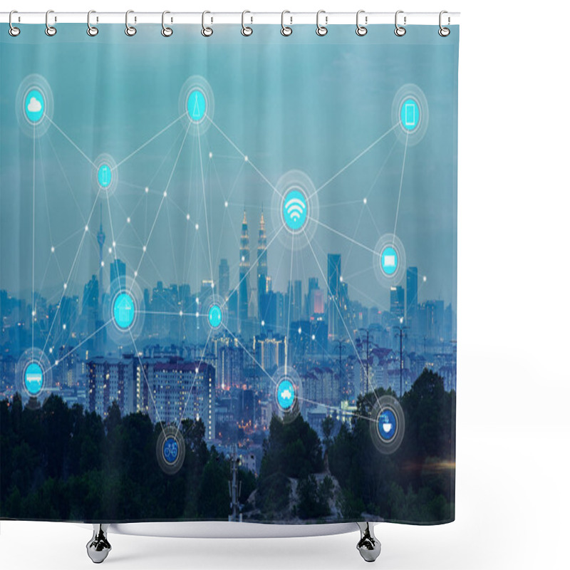 Personality  Smart City And Wireless Communication Concept Shower Curtains