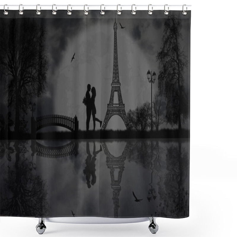 Personality  Lovers In Paris At Night Shower Curtains