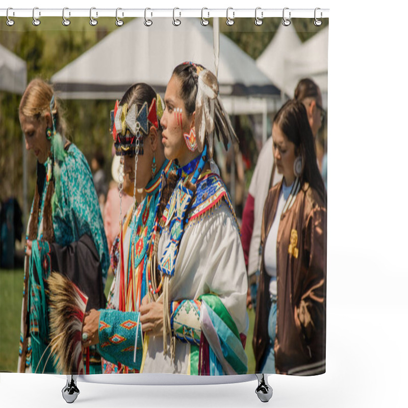 Personality  Malibu, California. April 6, 2024.  Chumash Day Pow Wow And Inter-tribal Gathering. The Malibu Bluffs Park Is Celebrating 24 Years Of Hosting The Annual Chumash Day Powwow. Shower Curtains