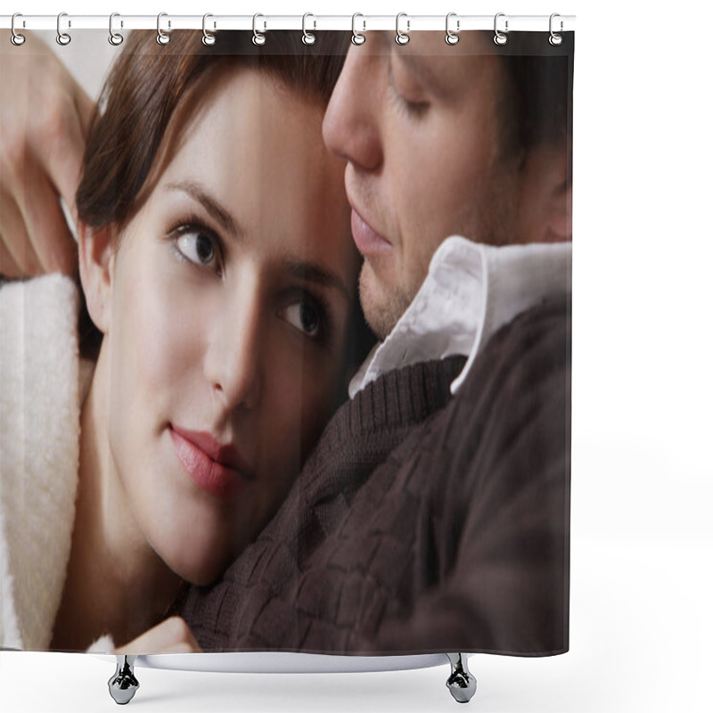 Personality  Young Couple Hugging Shower Curtains