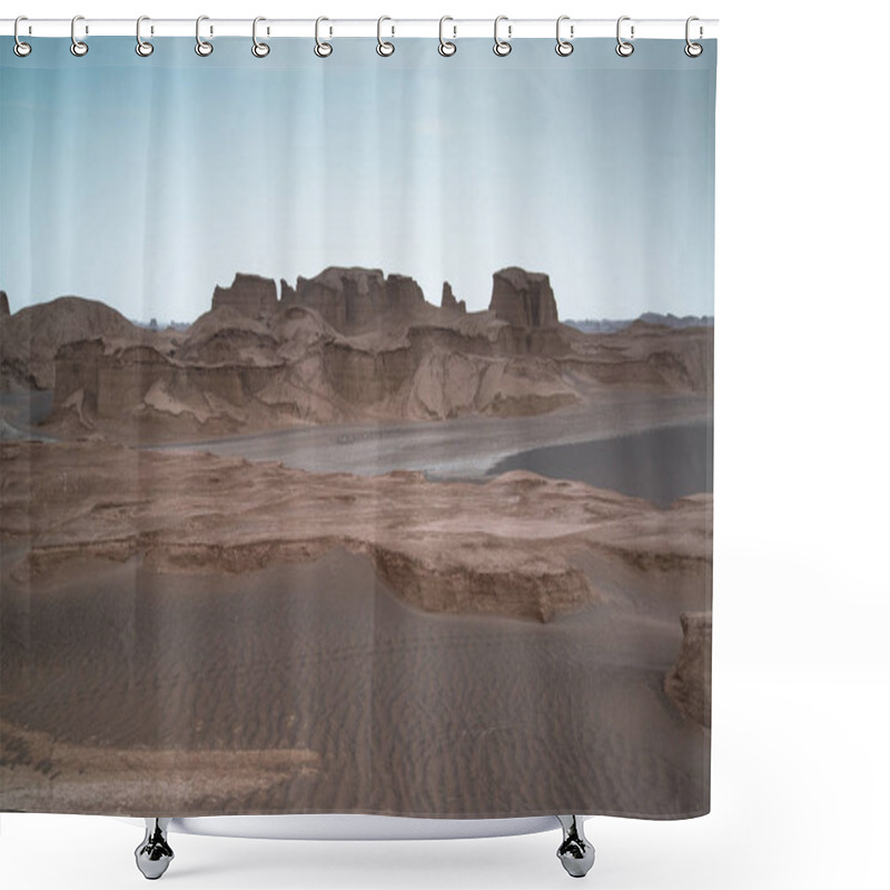 Personality  The Magnificent Dasht-e Lut Deserts, Famous For Its Rock Formations Called Kaluts Or Kalouts Near The City Kerman In Iran, One Of The Hotest Place In The World Shower Curtains