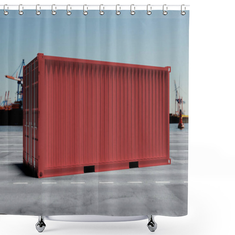 Personality  Mock Up Of A Container On A Dock - 3d Rendering Shower Curtains