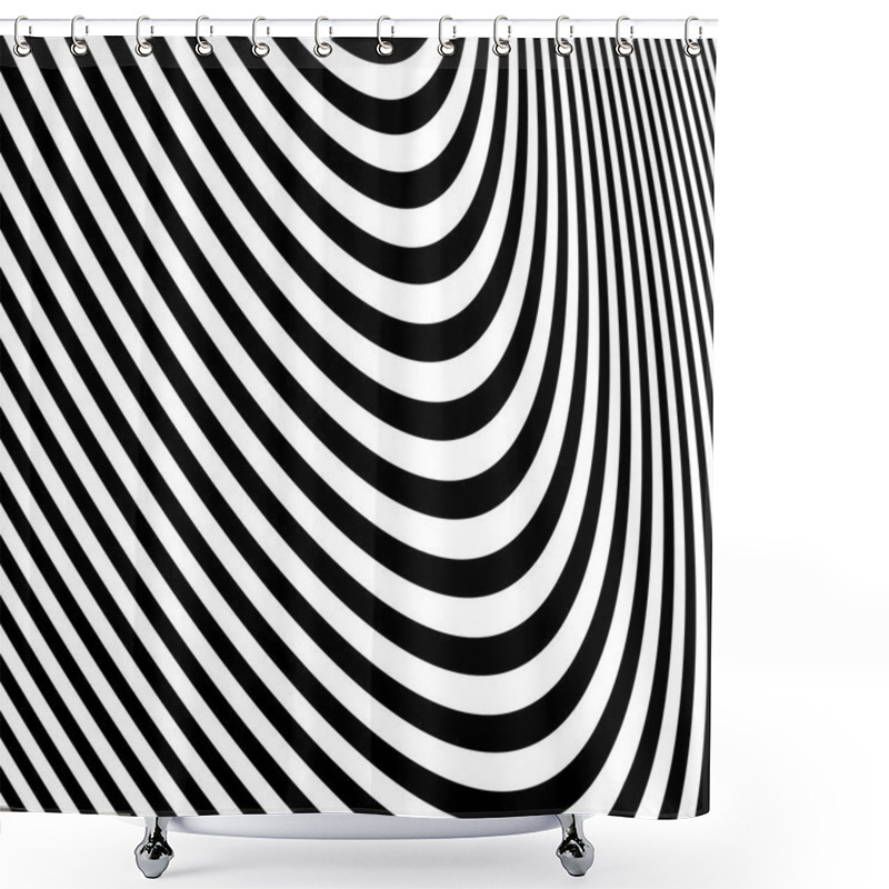 Personality  Abstract Black And White Modern Striped Background Shower Curtains