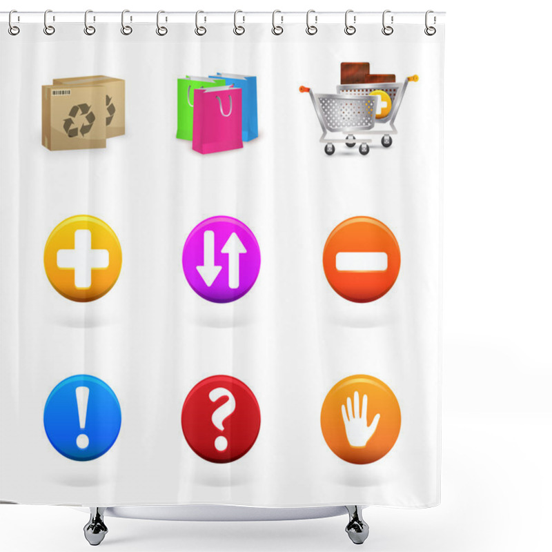 Personality  Vector Collection Of Shopping And Commerce Icons Shower Curtains