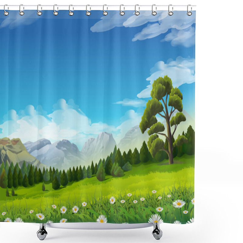 Personality  Spring Landscape  Background Shower Curtains