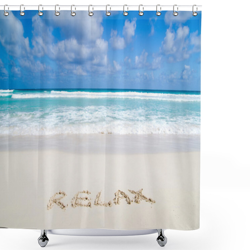 Personality  Word Relax On Sand Beach Shower Curtains