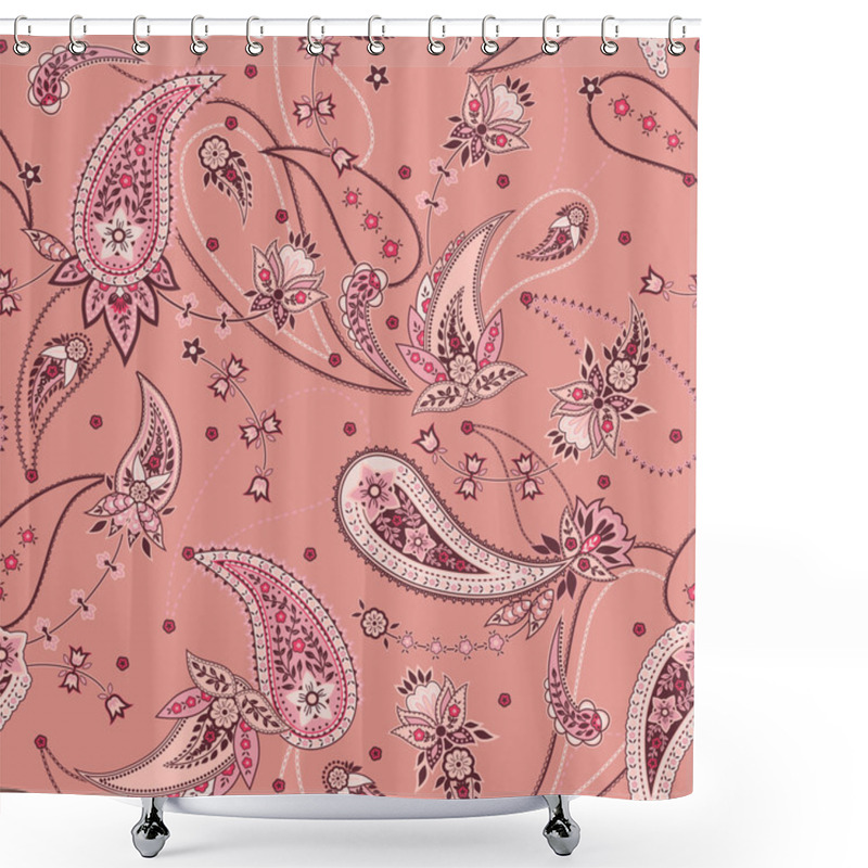 Personality  Vector Seamless Gentle Romantic Floral Paisley Pattern Shower Curtains